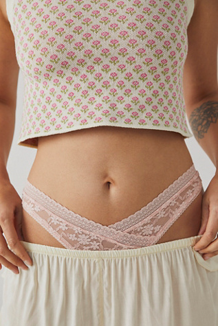High Cut Daisy Lace Thong Undies by Intimately at Free People in Pink, Size: M