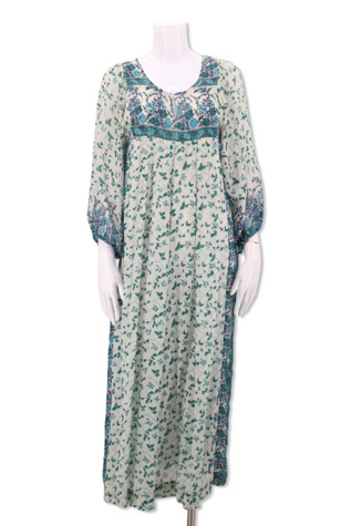 1970s Raksha Silk Print Peasant Dress Selected By Ritual Vintage