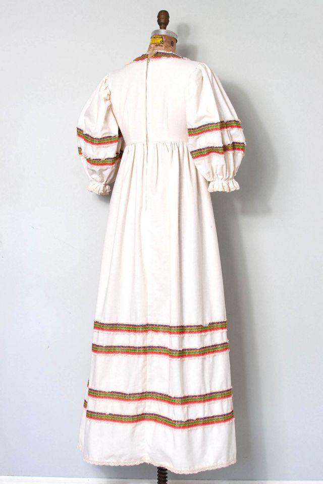 Vintage 1970s Rainbow Stripe Balloon Sleeve Cotton Maxi Dress Selected by SwaneeGRACE #3