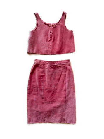 Vintage Suede Pink Crop Top and Skirt Selected By Atlantic Vintage