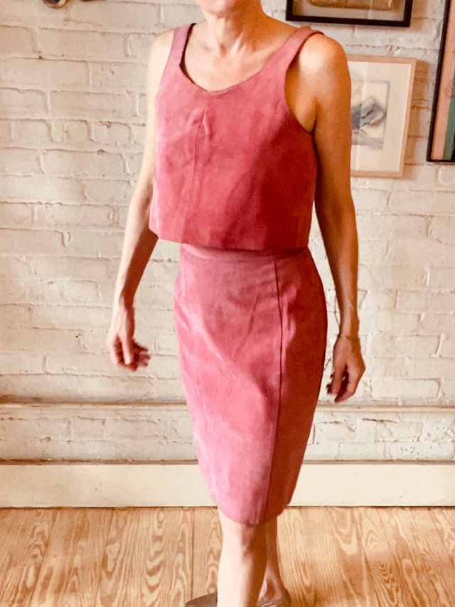 Vintage Suede Pink Crop Top and Skirt Selected By Atlantic Vintage #1