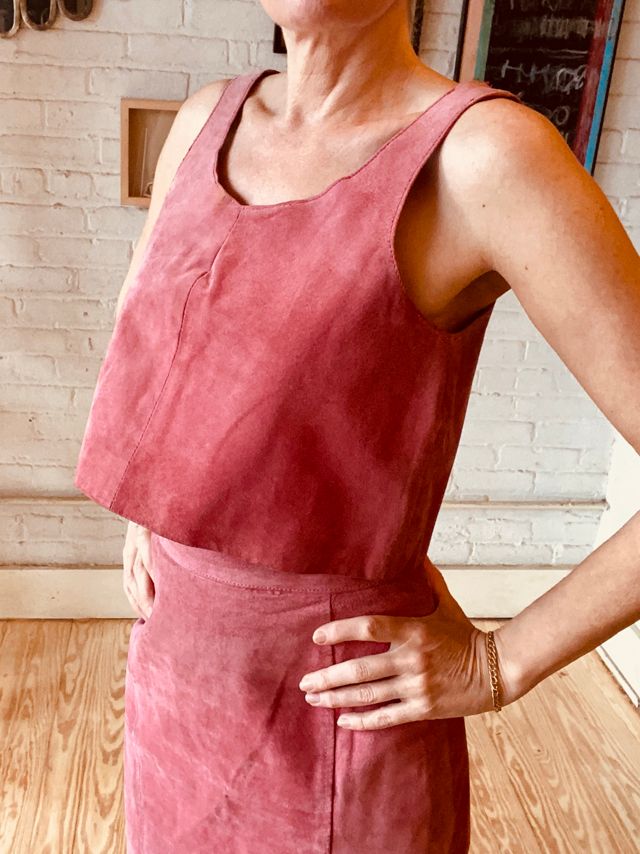 Vintage Suede Pink Crop Top and Skirt Selected By Atlantic Vintage #2