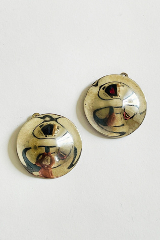 Vintage 1970's Silver Disc Clip Earrings Selected by FernMercantile