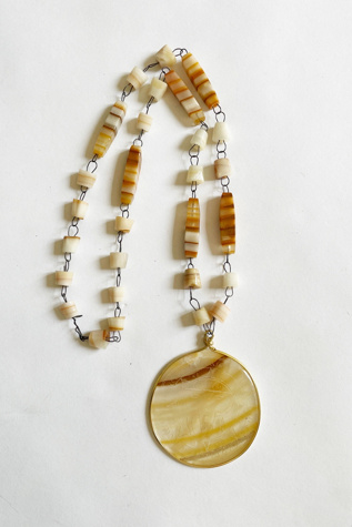 Vintage 1980's Sun Pendant Honey Quartz Stone Necklace Selected by FernMercantile