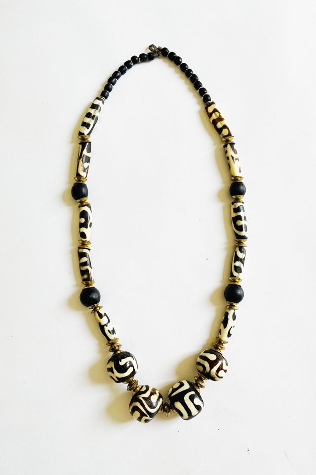 Vintage 1980's Chunky Graphic Bead Necklace Selected by FernMercantile #1