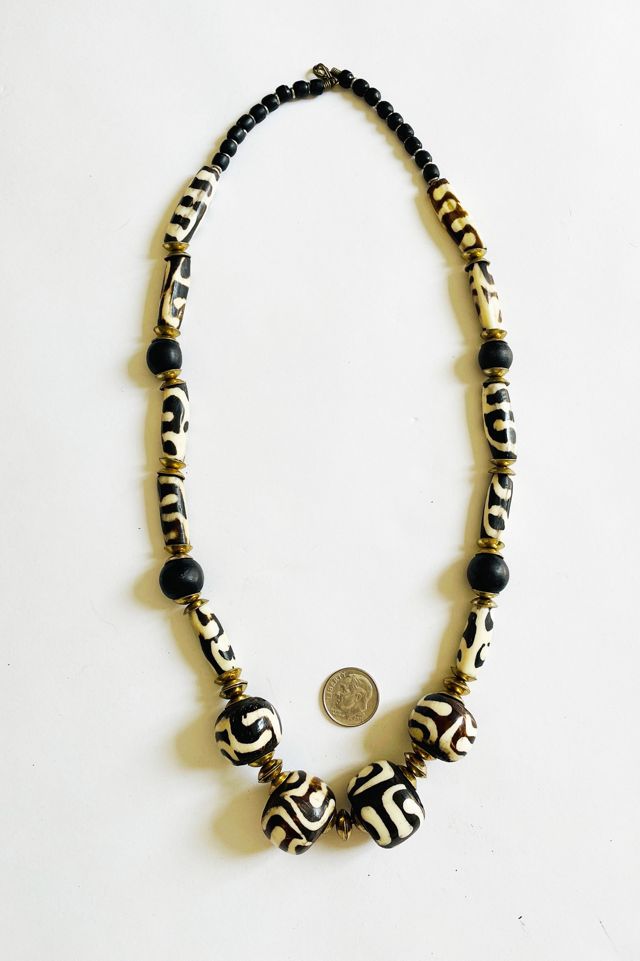 Vintage 1980's Chunky Graphic Bead Necklace Selected by FernMercantile #2