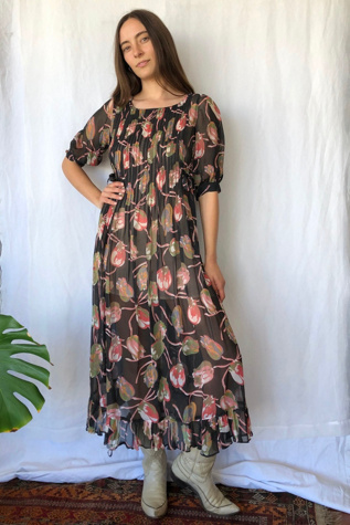 vintage floral chiffon dress