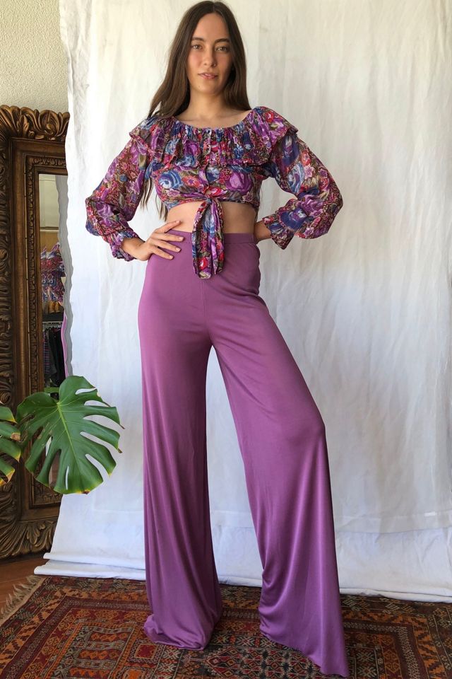 Vintage Collectors Dream 1970s Holly's Harp Purple Hi Waisted Silk Jersey  Pants Selected by Picky Jane