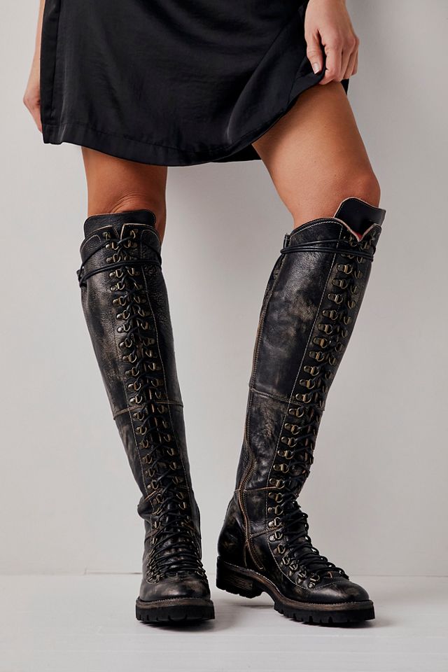 Leather lace up boots