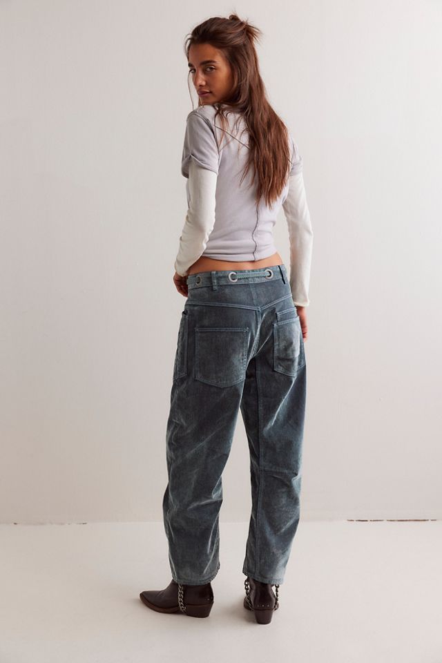 We The Free Moxie Flocked Pull-On Barrel Jeans
