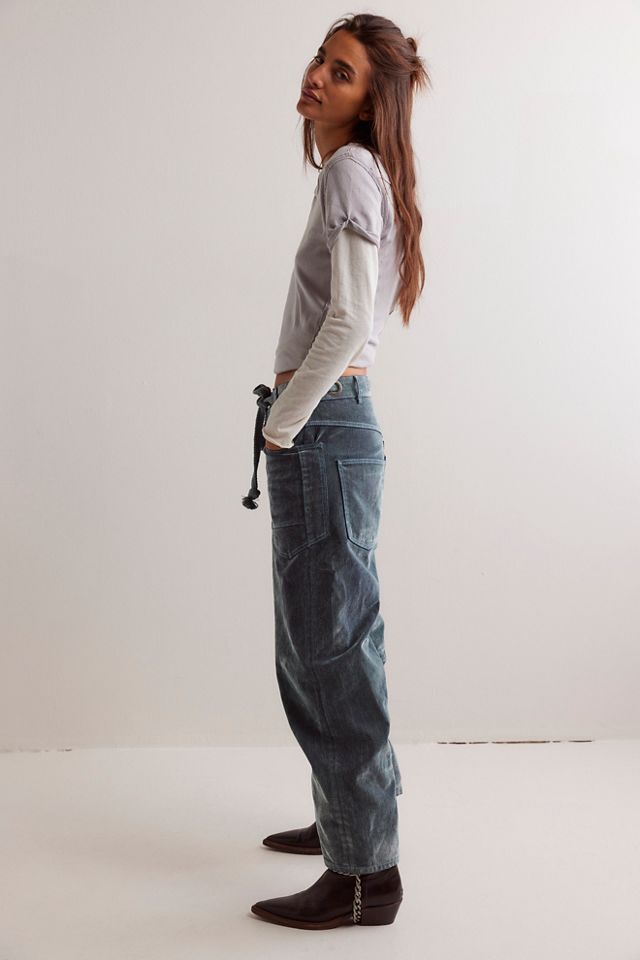 We The Free Moxie Flocked Pull-On Barrel Jeans