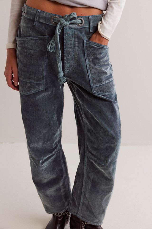We The Free Moxie Flocked Pull-On Barrel Jeans