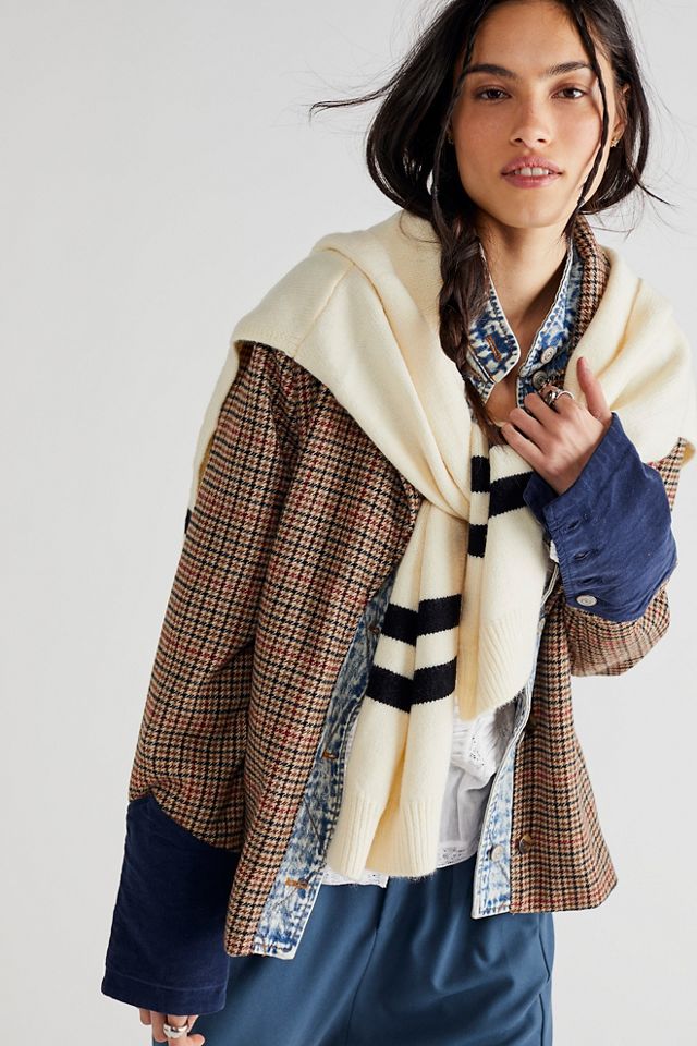 Prep Stripe Hooded Sweater Scarf Free People