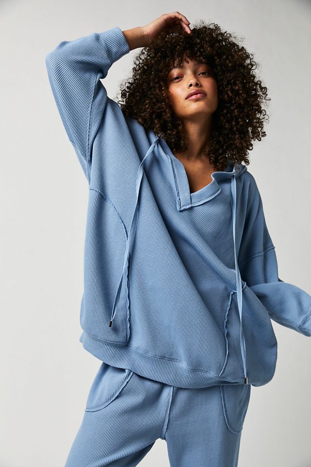 Online Early night thermal hoodie free people grey cloud oversized