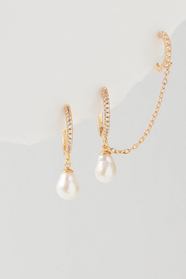 Petits anneaux et manchette d'oreille à perle Effie #1