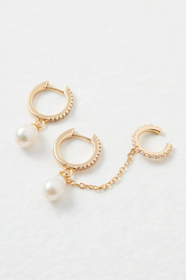 Petits anneaux et manchette d'oreille à perle Effie #2