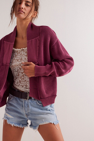 We The Free Worn Thru Surplus Cardi at Free People in Mulberries, Size: Small