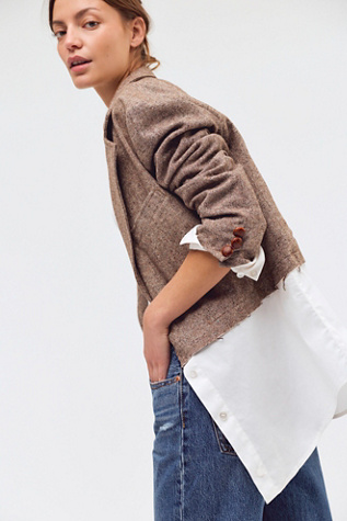 Tricia Fix Claire Twofer Blazer Jacket at Free People in Brown, Size: XS
