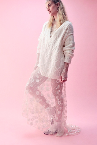 Pull Gris Maille Câblée Free People - Manches 3/4 - Taille PS (Petite/Short) - Occasion Très Bon état