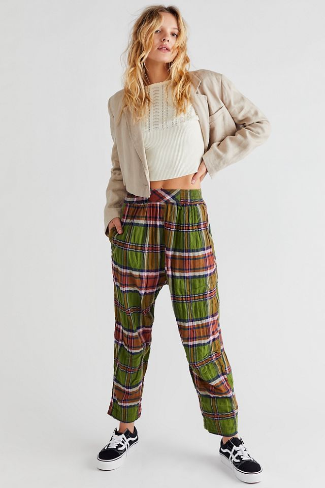 Preppy Plaid Pull-On Pants | Free People