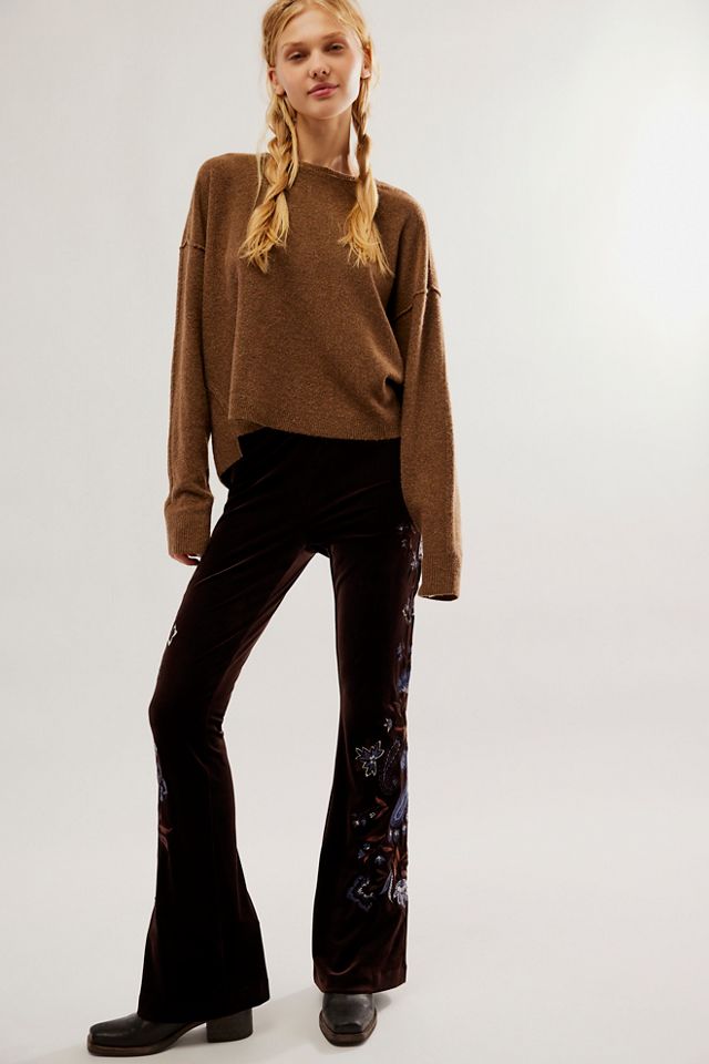 Free People fitted velvet flared pants