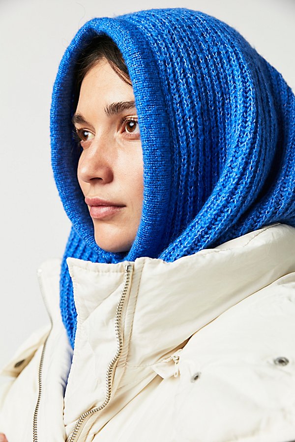Over My Head Ribbed Balaclava by Free People, Cobalt, One Size