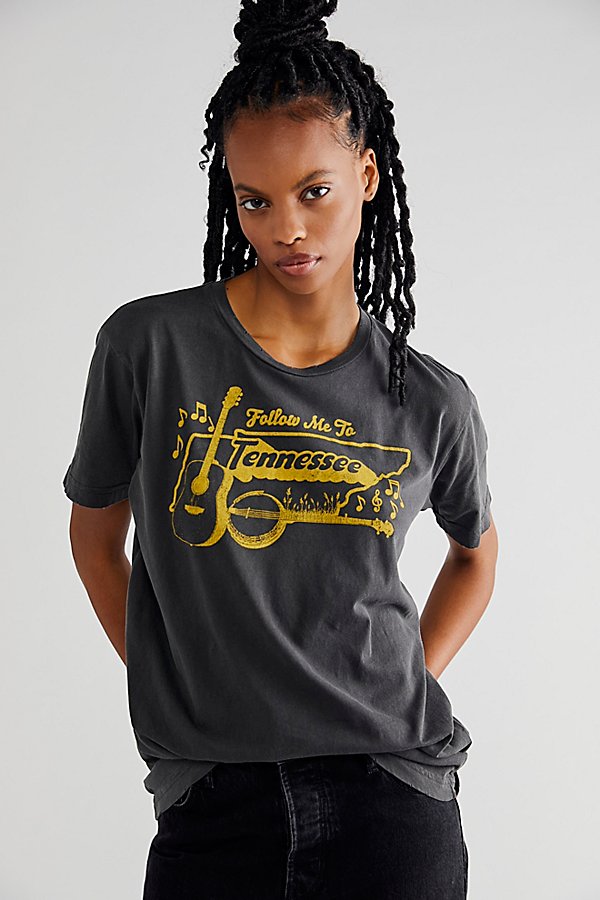 Midnight Rider Follow Me To Tennessee Tee In Vintage Black