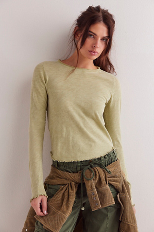 We The Free Be My Baby Long-Sleeve Tee At Free People In Washed Sage, Size: XS