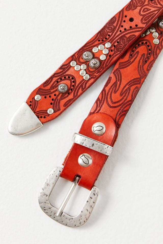 Free People Charmed Leather Belt Free People Charmed Tan / Black Leather Square Buckle Belt M  main image 4