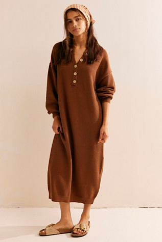 Hailee Sweater Midi by free-est at Free People in Oiled Oak, Size: Small