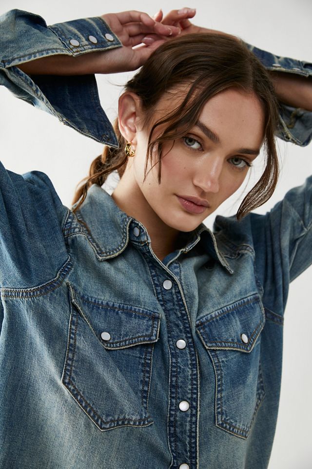 Free people best sale denim shirt