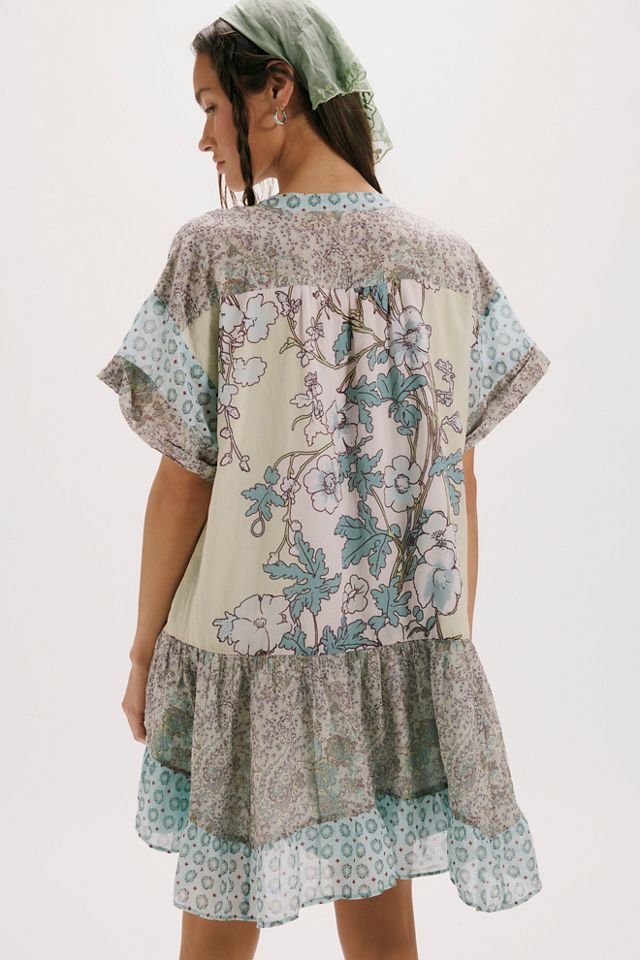 Agnes Printed Mini Dress by Free People in Blue, Size: S