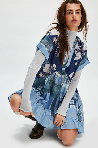 Printed Agnes Dress At Free People In Indigo Combo, Size: XS