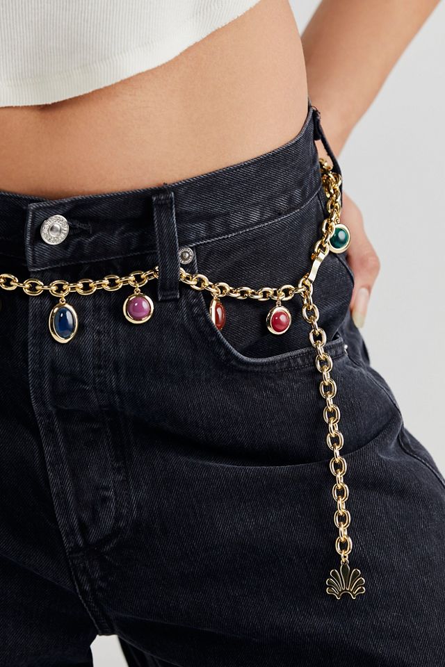 Bezel Jewel Charm Chain Belt