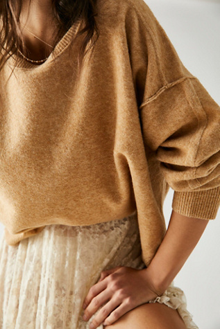 Luna Pullover at Free People in Camel Heather, Size: Large