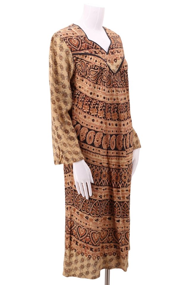 1970s Block Print Peasant Dress Selected By Ritual Vintage #1