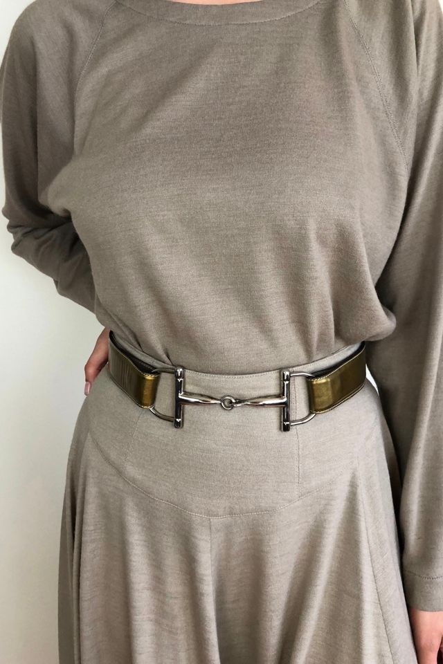 1990s Gold Gucci Belt with Silver Horse Bit NWT Selected by Picky