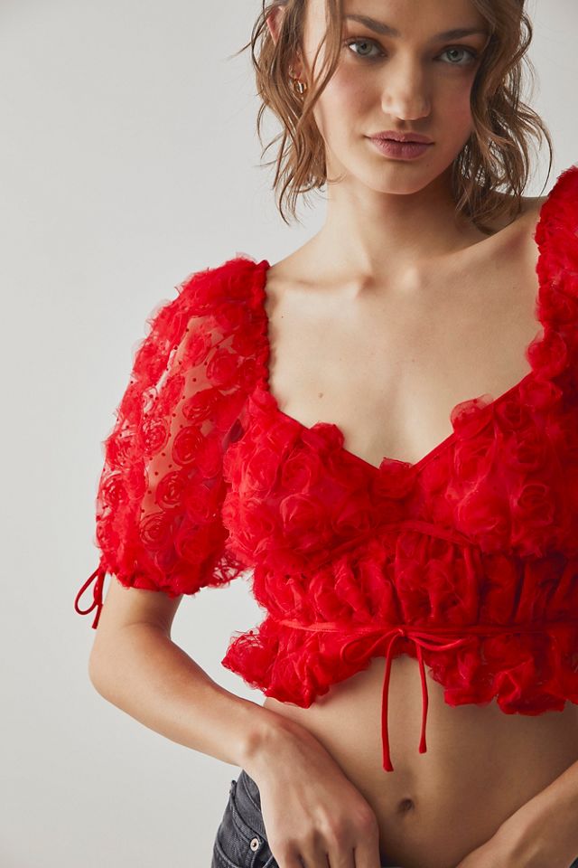 For Love & Lemons, Hannah Crop Top in Red