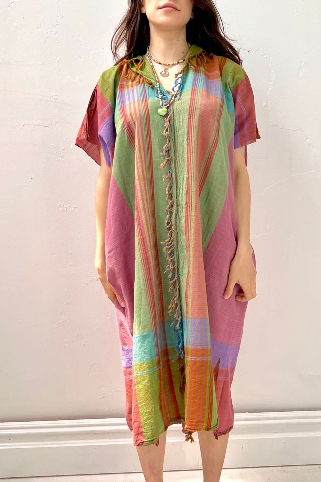 Anna Corinna Reworked Vintage Damask Emerald Chrysanthamums Smock Dress