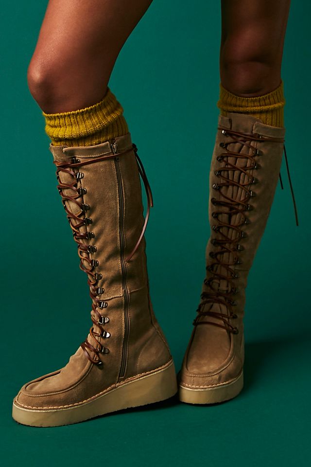 Free People Ava Tall Lace Up Boots by Free People, Mahogany, EU 37 -  ShopStyle