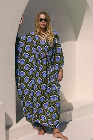 green emerald velvet dress Butterfly Sleeves Empire Waist Maternity Kaftan main image 1