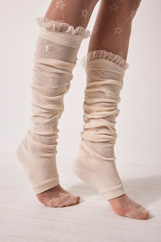 Arebesk Over-the-Knee Ruffle Leg Warmers at Free People, Ivory