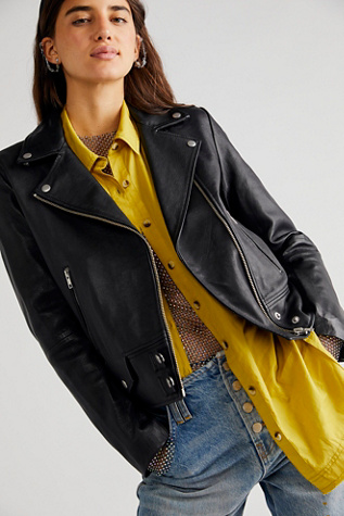 Free people black moto jacket hotsell