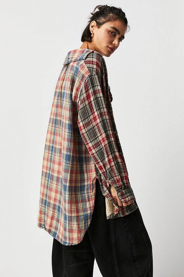 トップス FACE DESIGN TWO-TONE CHECKED SHIRT CP Shades Mixed Plaid Double Cloth Top | Free People