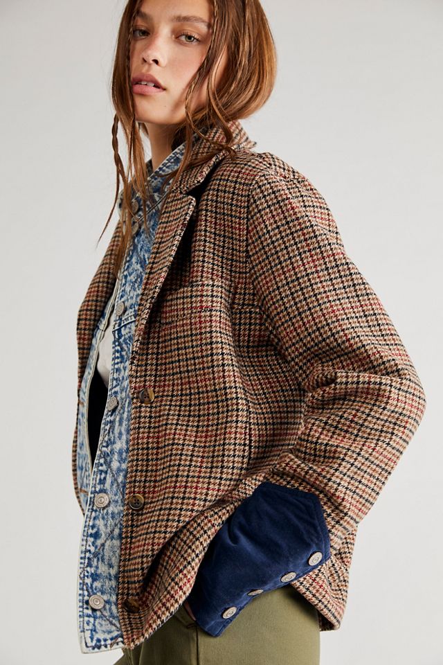 Free people plaid blazer sale