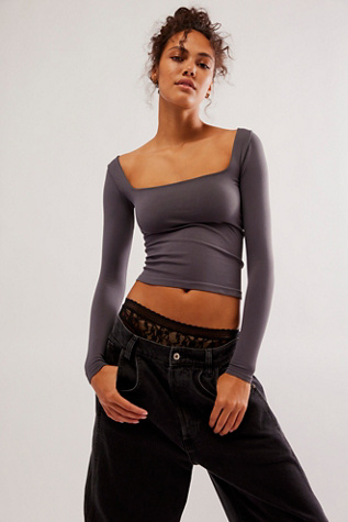 Clean Lines Long Sleeve by Intimately at Free People in Grey, Size: M/L
