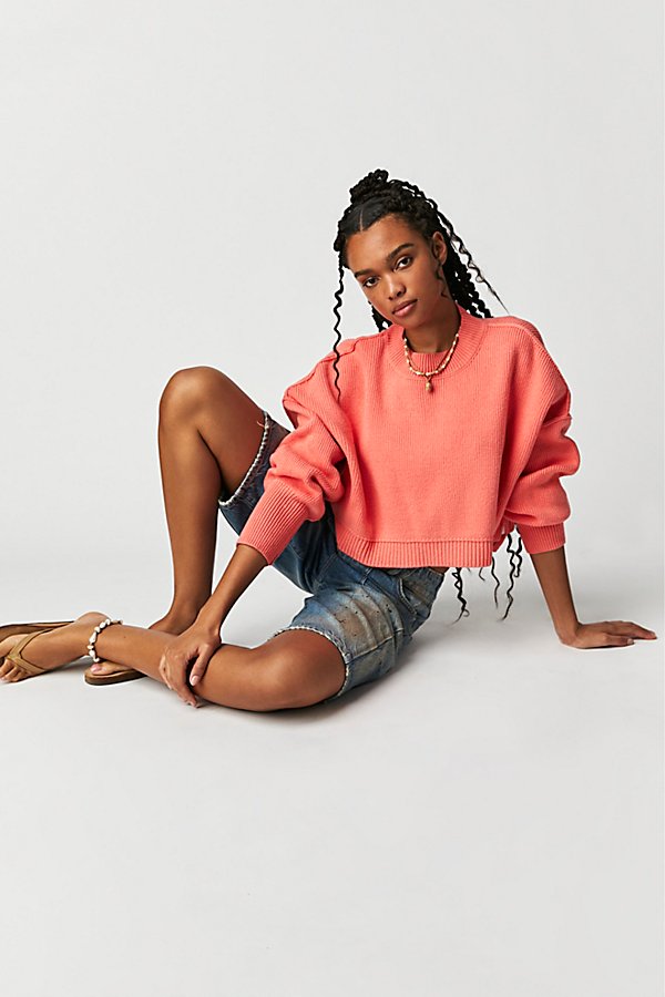 Free People Easy Street Crop Pullover In Guava Juice