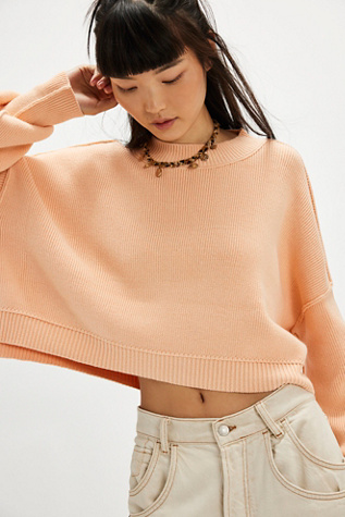 Easy Street Crop Pullover At Free People In Apricot Ice, Size: Medium