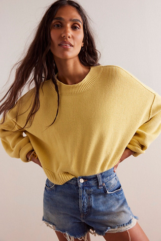 Easy Street Crop Pullover at Free People in Pineapple Juice, Size: XS