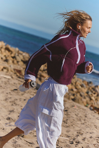 Mountain High Half Zip Fleece Jacket by FP Movement at Free People, Black Cherry Combo, XL